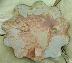 Underside of Oval Fluted Bowl - buff stoneware, ash glazed