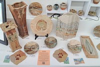 ash glazed ceramics, landscapes and leaves, at moorlands gallery, bedale