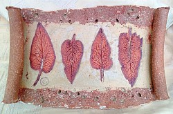 Comfrey Scroll Platter - ash glazes & local ochre