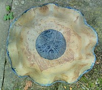 Fluted ash glaze stoneware bowl