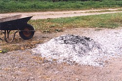 The resulting ash left to cool before collecting