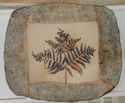 Large Bracken Platter - ash glazed stoneware with local ochre and oxide