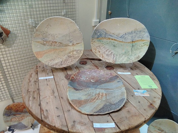 Large Landscape Platters - ash glazed stoneware with coloured slips and local ochre