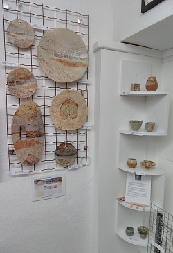 Wallpieces and tiny pots at Moorlands gallery, Bedale