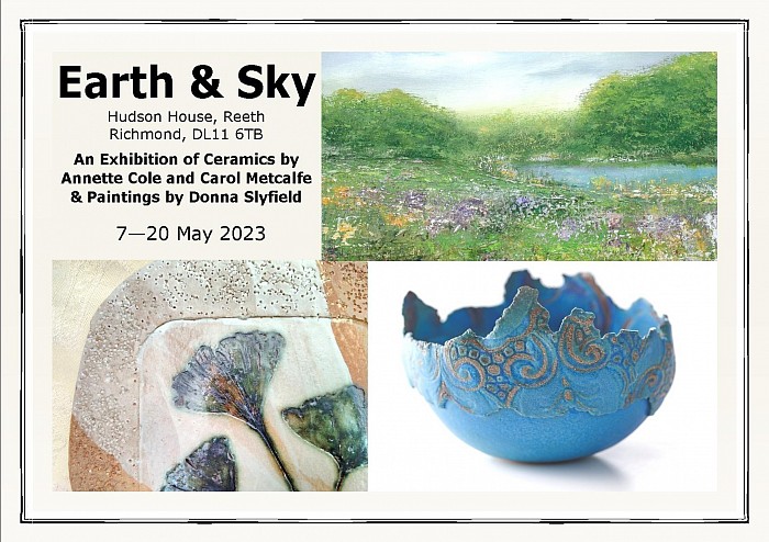 Carol exhibited her frostproof ash glazed stoneware outdoors in the beautiful surroundings of the Orchard Garden at Hudson House in Reeth, in May 2023