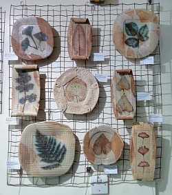 Ash glazed stoneware Plant Plates and Scrolls