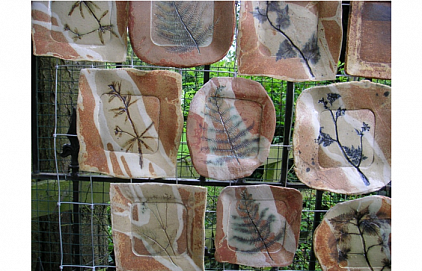 Plant Plates approx 22cm - ash glazed stoneware, oxides and local ochre